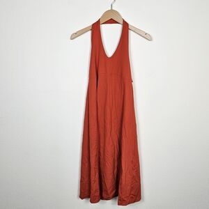 Patagonia Morning Glory Dress Orange Sz M  Jersey Knit Halter-Style Ties in Back
